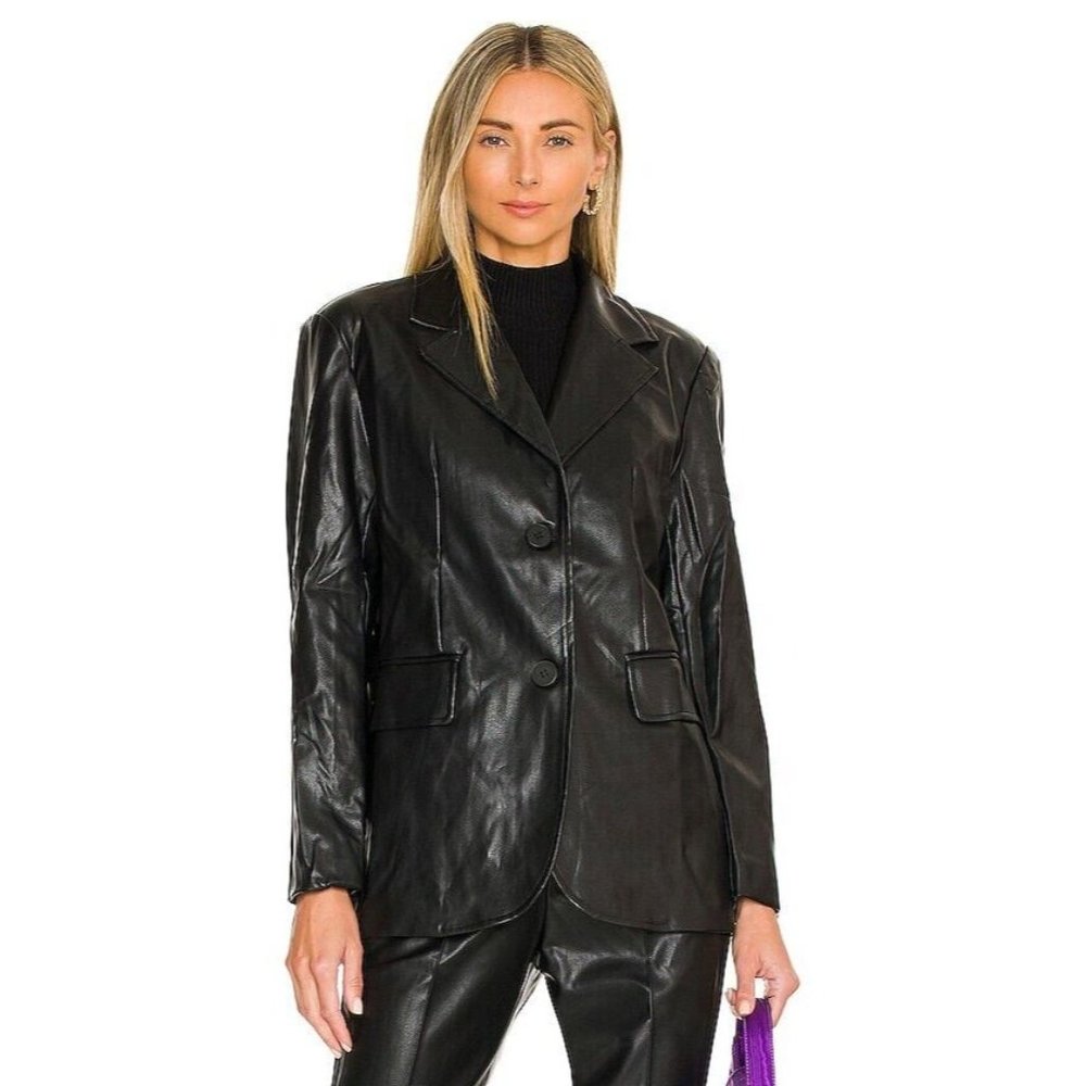 SNDYS Lennox PU JacketBlack Faux Leather 90s Style